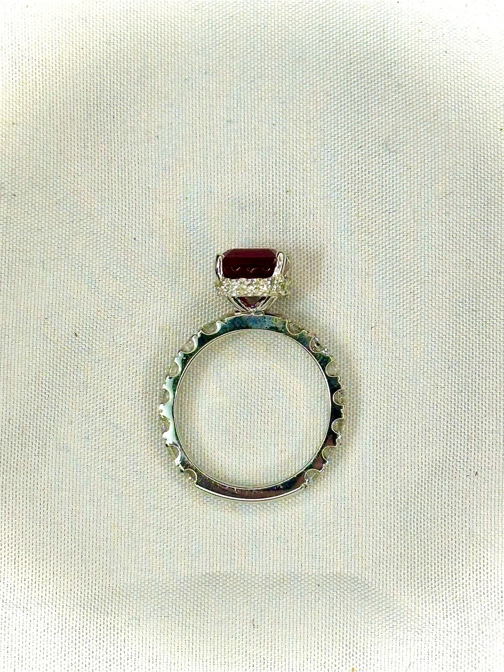 14K White Gold 5.96CT Natural Ruby 1.65CT Diamond Halo Ring Size 9 AIGL - Picture 4 of 5